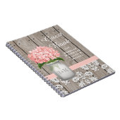 Mit Monogramm Maurer-Glas-Rosahydrangea-Gast-Buch Notizblock (Rechte Seite)