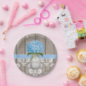 Mit Monogramm Maurer-Glasblaue Hydrangea-Hochzeit Pappteller (Party)