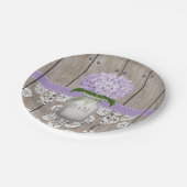 Mit Monogramm Maurer-Glaslila Hydrangea-Hochzeit Pappteller (Schrägansicht)