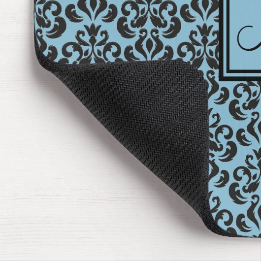 Mit Monogramm Maus-Pad in Sky Blue und Black Damas Mousepad (Ecke)