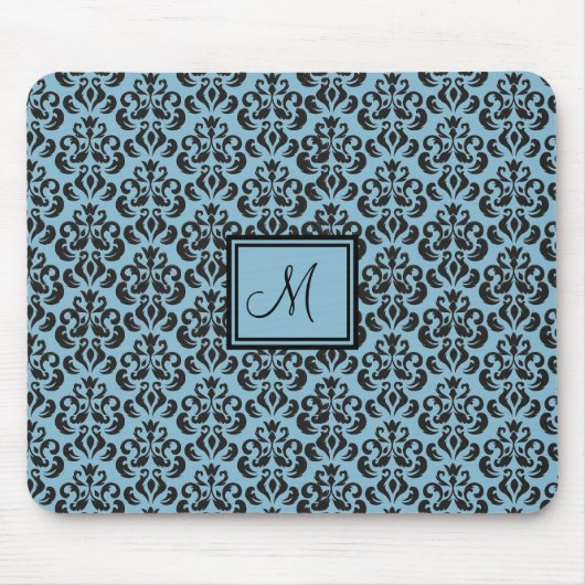 Mit Monogramm Maus-Pad in Sky Blue und Black Damas Mousepad (Vorne)