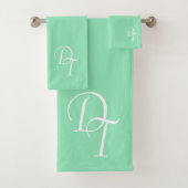 Mit Monogramm - Meeresgrün Badhandtuch Set (Insitu)