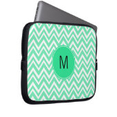 Mit Monogramm Meeresschutzmuster Green Ziggag Laptopschutzhülle (Vorne Rechts)