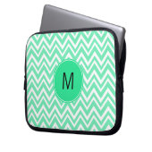 Mit Monogramm Meeresschutzmuster Green Ziggag Laptopschutzhülle (Vorderseite Links)