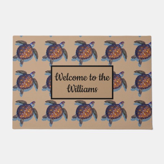 Mit Monogramm Meerschildkrötenmatte Fußmatte (Vorderseite)