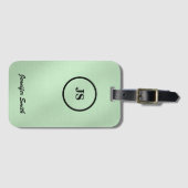 Mit Monogramm Melon Green Brushed Steel Gepäckmark Gepäckanhänger (Vorderseite (Horizontal))