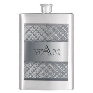 Mit Monogramm Metallgewebe - klassische Flasche Flachmann