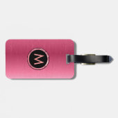 Mit Monogramm metallisch rosa gebürsteter Aluminiu Gepäckanhänger (Rückseite horizontal)