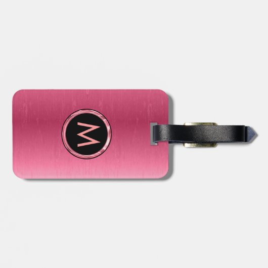 Mit Monogramm metallisch rosa gebürsteter Aluminiu Gepäckanhänger (Rückseite horizontal)