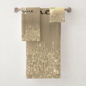 Mit Monogramm metallischer 14k Gold Dripping Glitz Badhandtuch Set (Insitu)