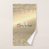 Mit Monogramm metallischer 14k Gold Dripping Glitz Badhandtuch Set (Handtuch)