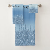 Mit Monogramm metallischer Eisblauer Tropfkörper G Badhandtuch Set (Insitu)