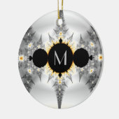 Mit Monogramm metallisches Silber-Fraktal Keramik Ornament (Links)