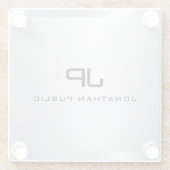 Mit Monogramm metallisches Silber Look Template El Glasuntersetzer (Rückseite)