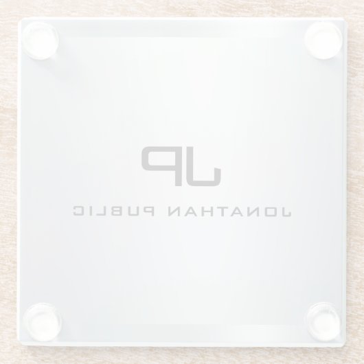 Mit Monogramm metallisches Silber Look Template El Glasuntersetzer (Rückseite)
