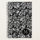 Mit Monogramm metallisches SilberDamasketmuster Planer (Vorderseite)