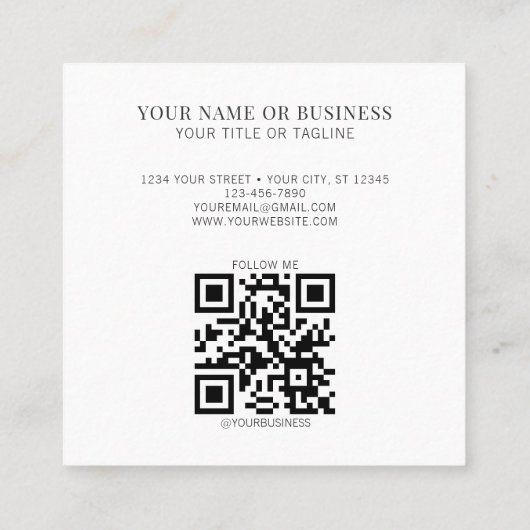 Mit Monogramm Minimal Celestial Stars Black QR Cod Quadratische Visitenkarte (Rückseite)