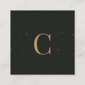 Mit Monogramm Minimal Celestial Stars Black QR Cod Quadratische Visitenkarte (Vorderseite)