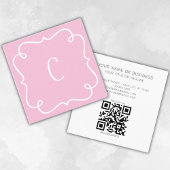 Mit Monogramm Minimal Trendy Einzigartiger Pink QR Quadratische Visitenkarte