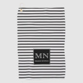 Mit Monogramm minimale, graue und weiße Streifen Golfhandtuch (Vorderseite)