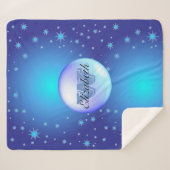 Mit Monogramm Minimalismus Hintergrund der blauen Sherpadecke (Vorderseite (Horizontal))