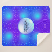 Mit Monogramm Minimalismus Hintergrund der blauen Sherpadecke (Vorderseite (Horizontal))