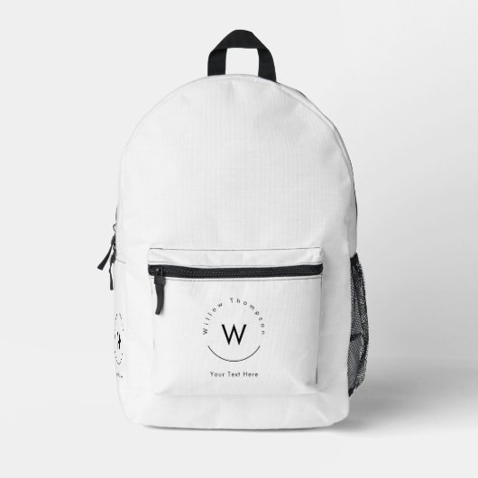 Mit Monogramm Minimalistin Bedruckter Rucksack (Vorderseite)