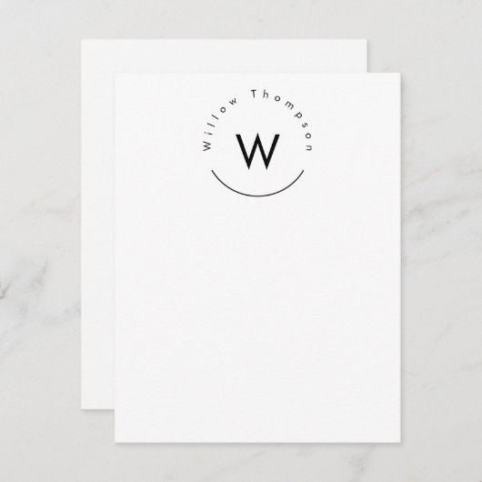 Mit Monogramm Minimalistin Mitteilungskarte (Vorne/Hinten)