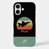 Mit Monogramm, Minimalistisch, Flugzeug, Retro-Pil Case-Mate iPhone Hülle (Rückseite)
