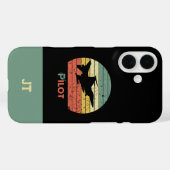Mit Monogramm, Minimalistisch, Flugzeug, Retro-Pil Case-Mate iPhone Hülle (Rückseite (Horizontal))