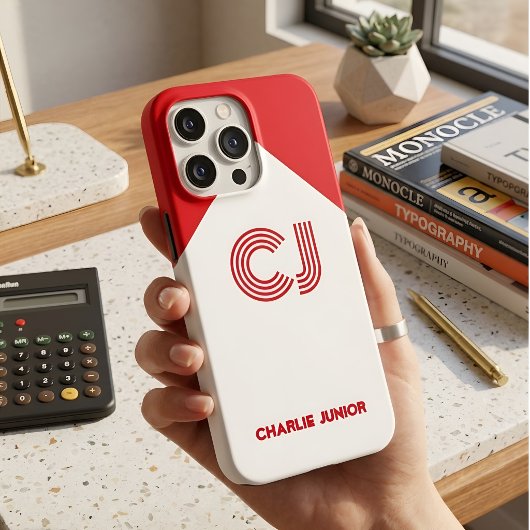 mit Monogramm Minimalistische Initialen in Rot und Case-Mate iPhone Hülle