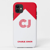 mit Monogramm Minimalistische Initialen in Rot und Case-Mate iPhone Hülle (Rückseite)