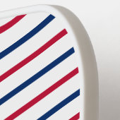 Mit Monogramm Minimalistische Rot- und Blaustreife Pickleball Schläger (Linke Seite)