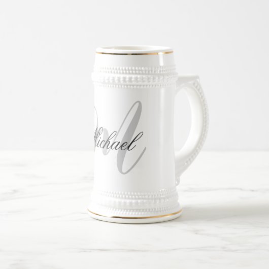 Mit Monogramm Minimalistische Schlicht Moderne Bierglas (VorderseiteRechts)