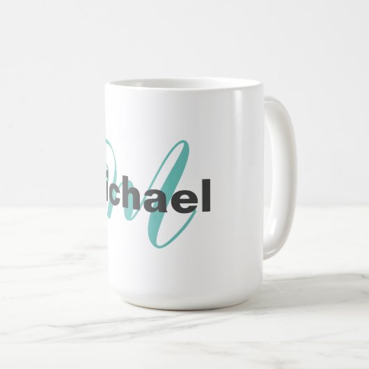 Mit Monogramm Minimalistische Schlicht Moderne Kaffeetasse (VorderseiteRechts)
