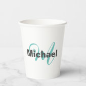 Mit Monogramm Minimalistische Schlicht Moderne Pappbecher (Vorderseite)