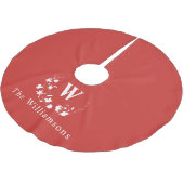 Mit Monogramm Minimalistischer Blumenkreislauf Polyester Weihnachtsbaumdecke (Schrägansicht)