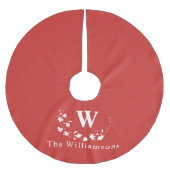 Mit Monogramm Minimalistischer Blumenkreislauf Polyester Weihnachtsbaumdecke (Vorderseite)