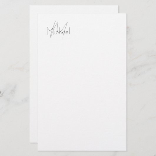 Mit Monogramm Minimalistischer Schlichter Name Briefpapier (Vorne/Hinten)