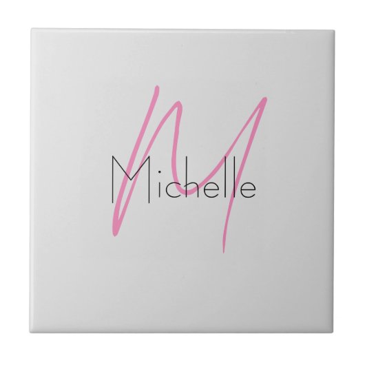 Mit Monogramm Minimalistischer Schlichter Name Fliese (Vorderseite)