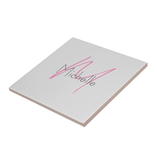 Mit Monogramm Minimalistischer Schlichter Name Fliese (Seite)