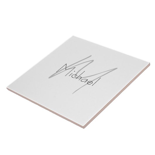 Mit Monogramm Minimalistischer Schlichter Name Fliese (Seite)