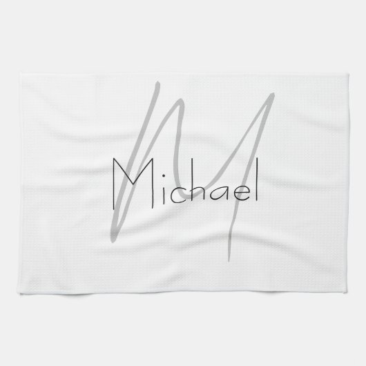 Mit Monogramm Minimalistischer Schlichter Name Geschirrtuch (Horizontal)