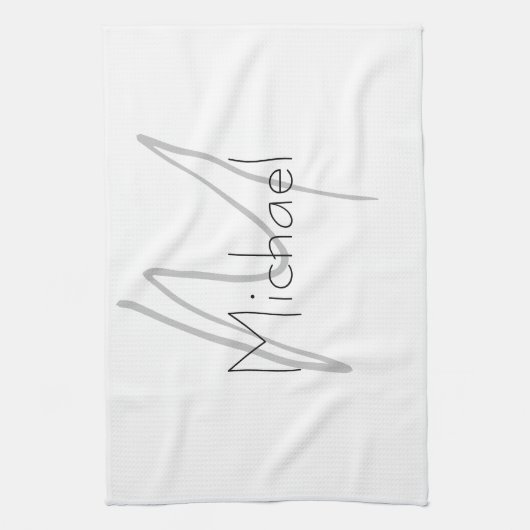 Mit Monogramm Minimalistischer Schlichter Name Geschirrtuch (Vertikal)