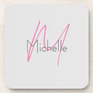 Mit Monogramm Minimalistischer Schlichter Name Getränkeuntersetzer