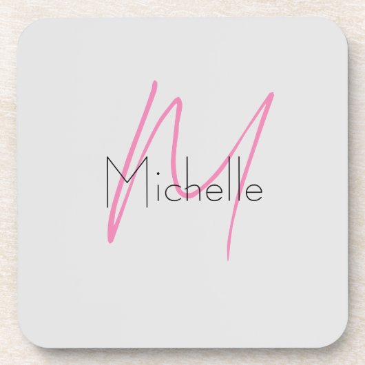 Mit Monogramm Minimalistischer Schlichter Name Getränkeuntersetzer (Vorderseite)