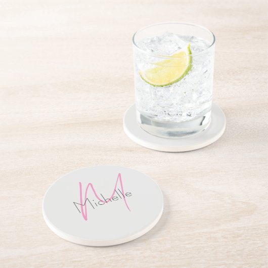 Mit Monogramm Minimalistischer Schlichter Name Getränkeuntersetzer (Seite)