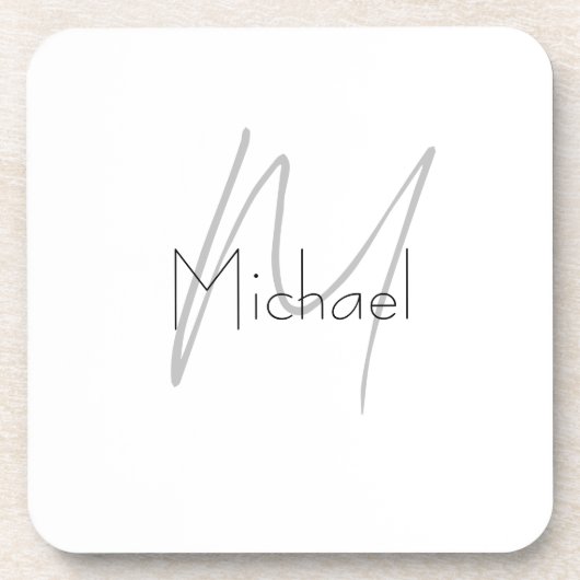 Mit Monogramm Minimalistischer Schlichter Name Getränkeuntersetzer (Vorderseite)