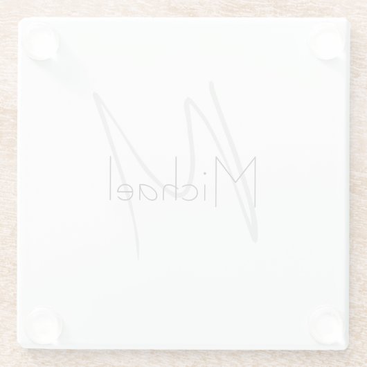 Mit Monogramm Minimalistischer Schlichter Name Glasuntersetzer (Rückseite)