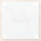 Mit Monogramm Minimalistischer Schlichter Name Glasuntersetzer (Rückseite)